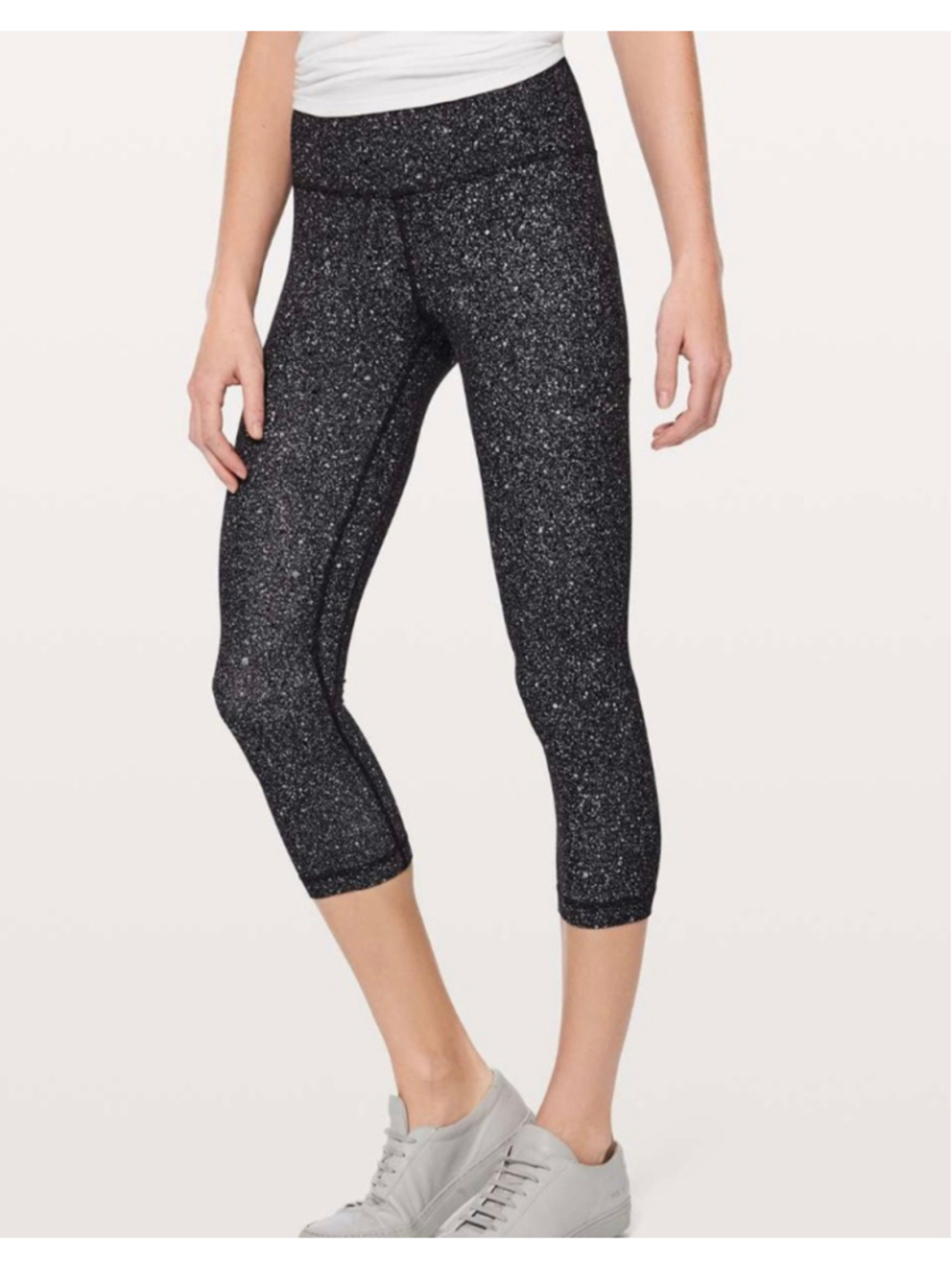 Women's Lululemon Align Crop 21" Capris Size 2 Black White Luminesce Splatter